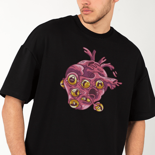 Nome do produto Camiseta Oversized Estampada Monster Heart