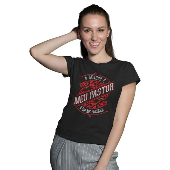 Camiseta Cristã Salmo 23:1 | Baby Long Quality