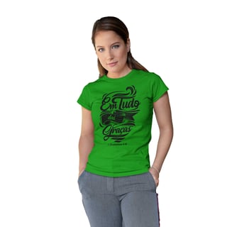 Nome do produto Camiseta Cristã Em tudo daí Graças | Baby Long Quality