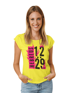 Nome do produto Camiseta Cristã Hebreus 12:29 | Baby Long Quality