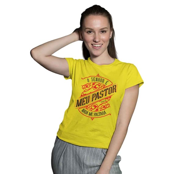 Camiseta Cristã Salmo 23:1 | Baby Long Quality