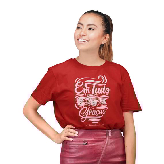 Camiseta Cristã Em tudo daí graça | Unissex Quality