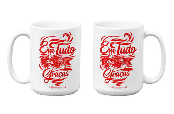 Caneca Personalizada Cristã | Em tudo daí Graças