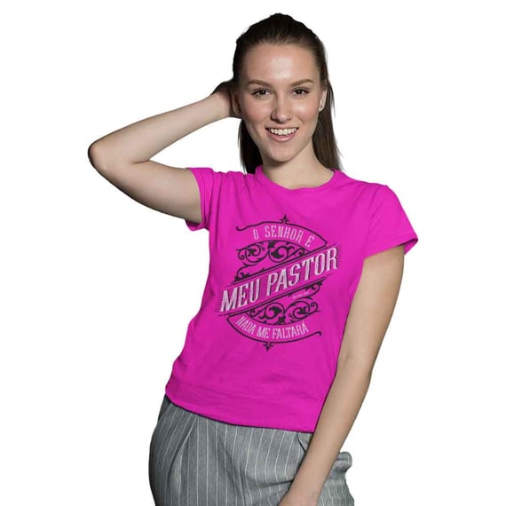 Camiseta Cristã Salmo 23:1 | Baby Long Quality