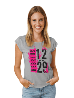 Nome do produto Camiseta Cristã Hebreus 12:29 | Baby Long Quality