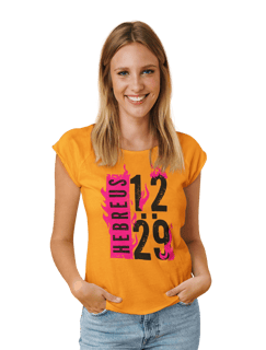 Nome do produto Camiseta Cristã Hebreus 12:29 | Baby Long Quality