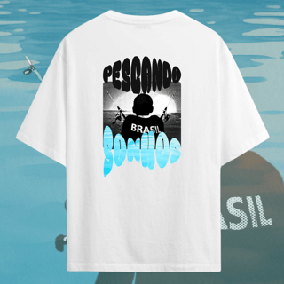Nome do produtoCamiseta Pescando Sonhos - Oversized Branca