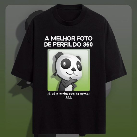 Melhor foto do 360 (panda) - Camiseta Oversized Preta
