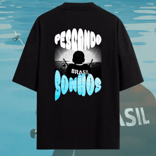 Nome do produtoCamiseta Pescando Sonhos - Oversized Preta