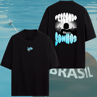 Camiseta Pescando Sonhos - Oversized Preta