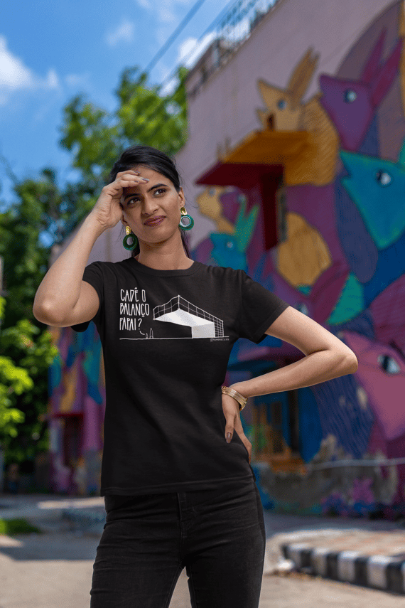 Camiseta Feminina Preta - Cadê o balanço papai?