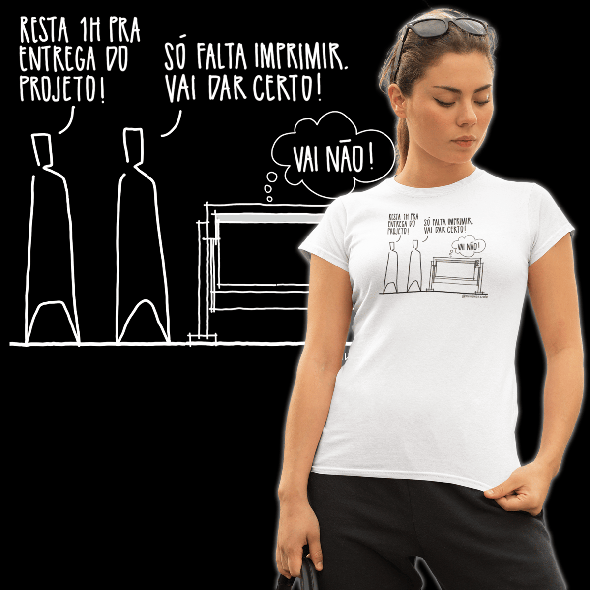 Nome do produto: Camiseta Feminina Branca - Vai não!