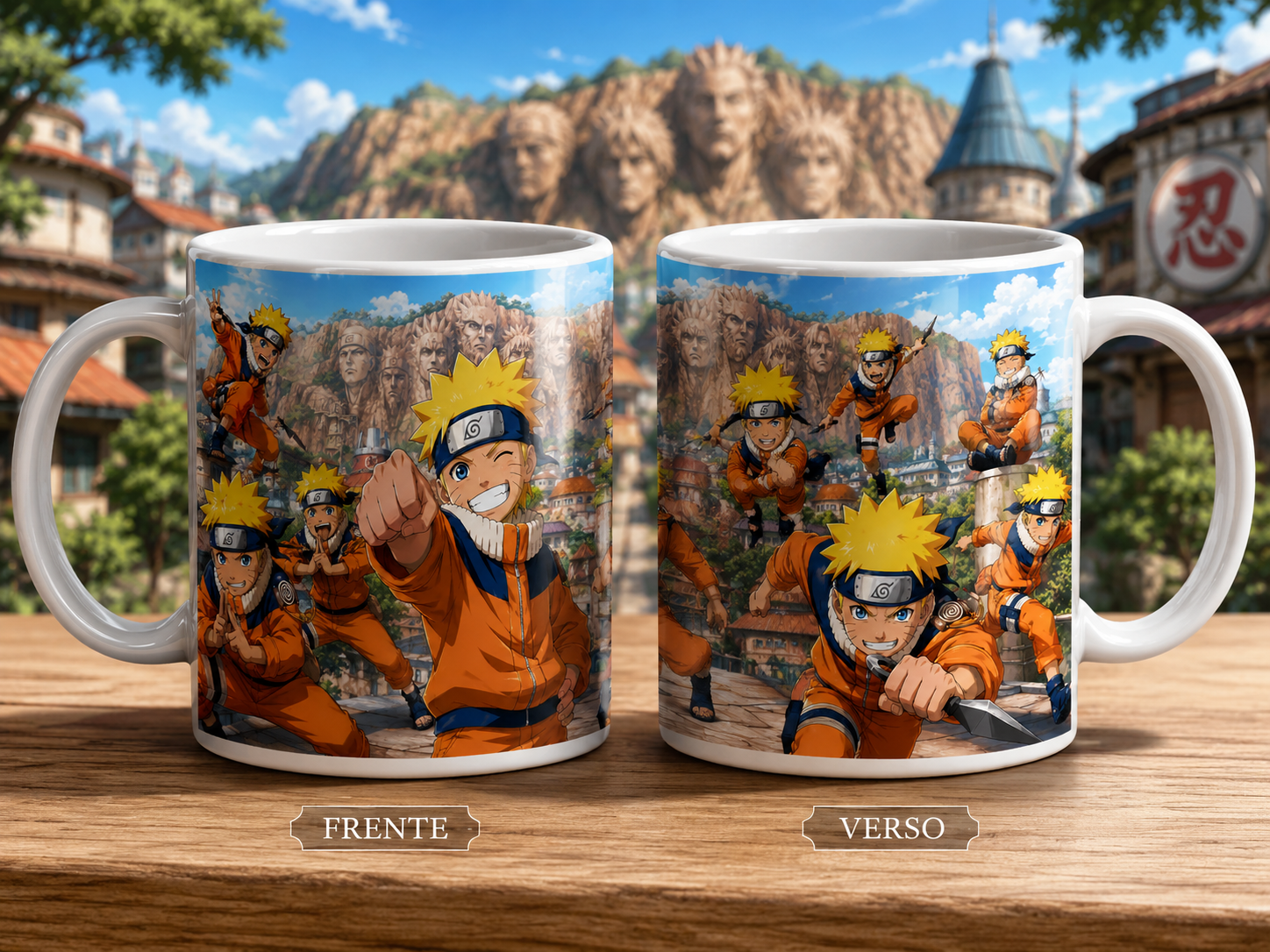 Caneca Anime Ninja Jovem Vila da Folha Geek Otaku Cerâmica Premium 325ml
