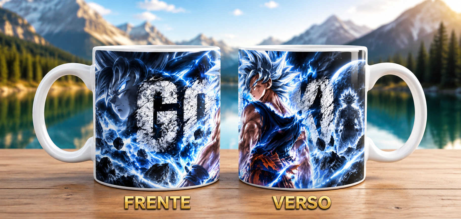 Caneca Goku Instinto Superior Dragon Ball Anime Geek Cerâmica Premium 325ml