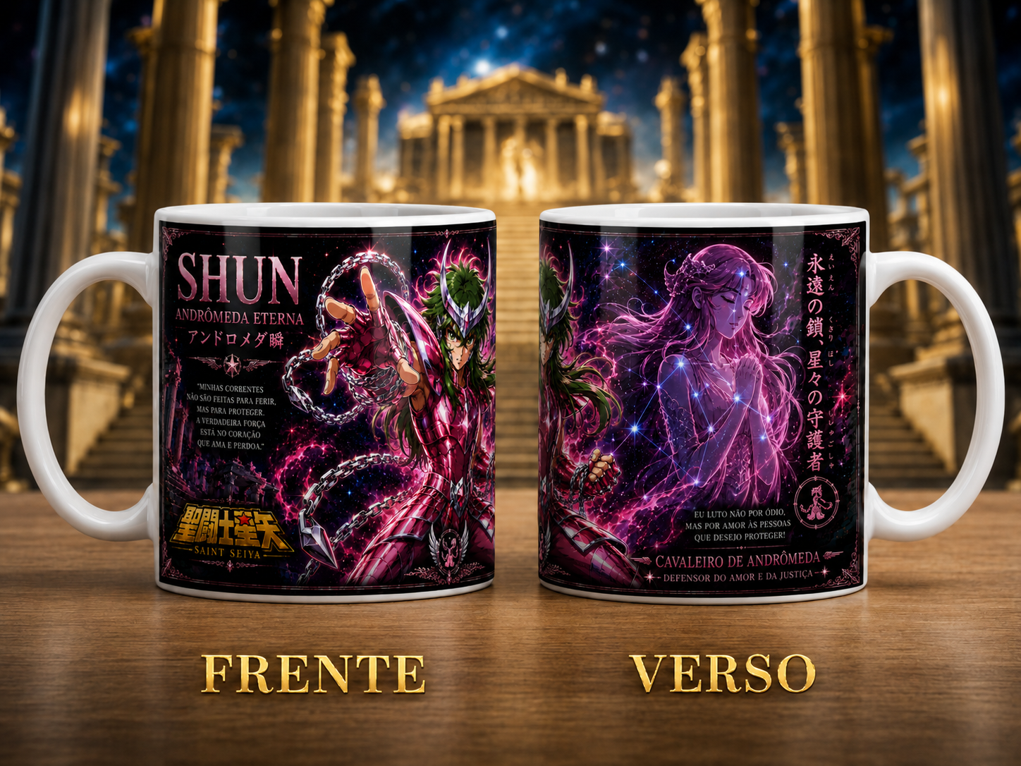 Caneca Anime Andrômeda Eterna Geek Cerâmica Premium 325ml