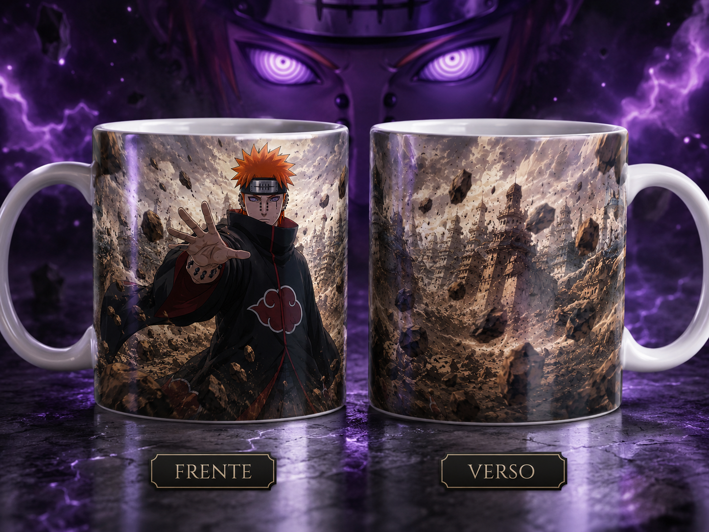Caneca Anime Vilão Ninja Poder Supremo Arte Épica Geek Cerâmica Premium 325ml