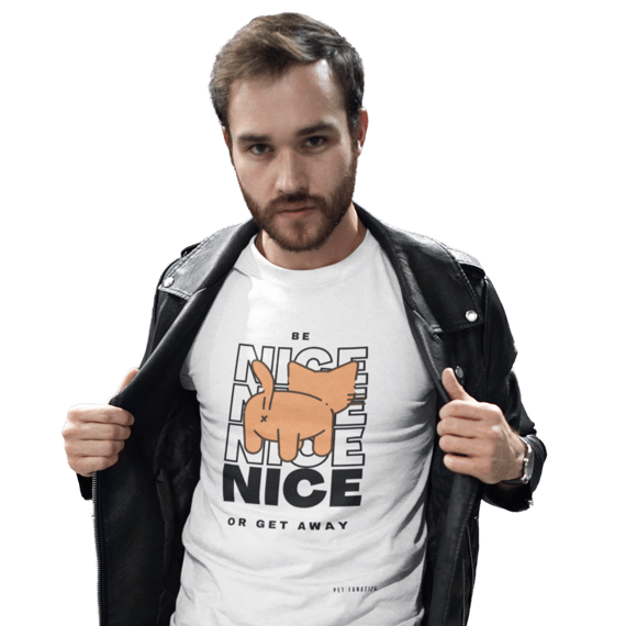Camiseta Pima [Be Nice or Get Away] Cat