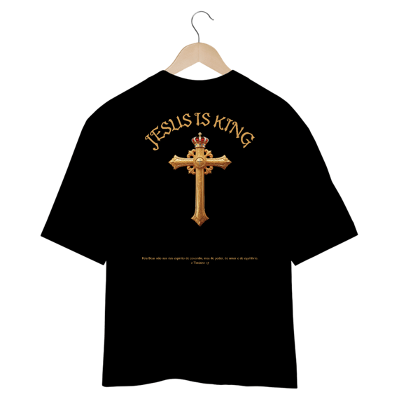 Camiseta Oversized Preta Jesus Is King