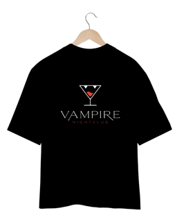 Camiseta Oversized Vampire Night Club Cor Preta