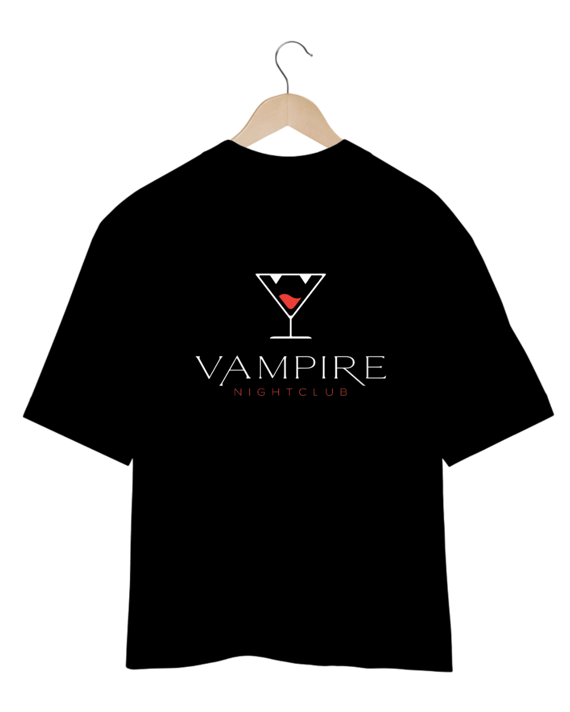 Camiseta Oversized Vampire Night Club Cor Preta