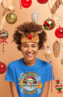 Nome do produtoCamiseta Natal do Grogu - Baby Look (Baby Long) - Estampa Exclusiva Geek | 100% Algodão | CVS