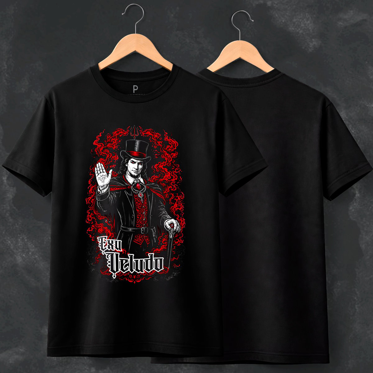 Nome do produto: Camiseta Exu Veludo - Preta