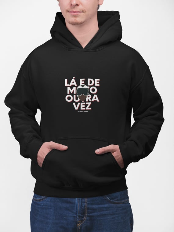 Lá e de Moto Outra Vez Logo - Collab Lá e de Moto Outra Vez - Unissex, Moletom Canguru