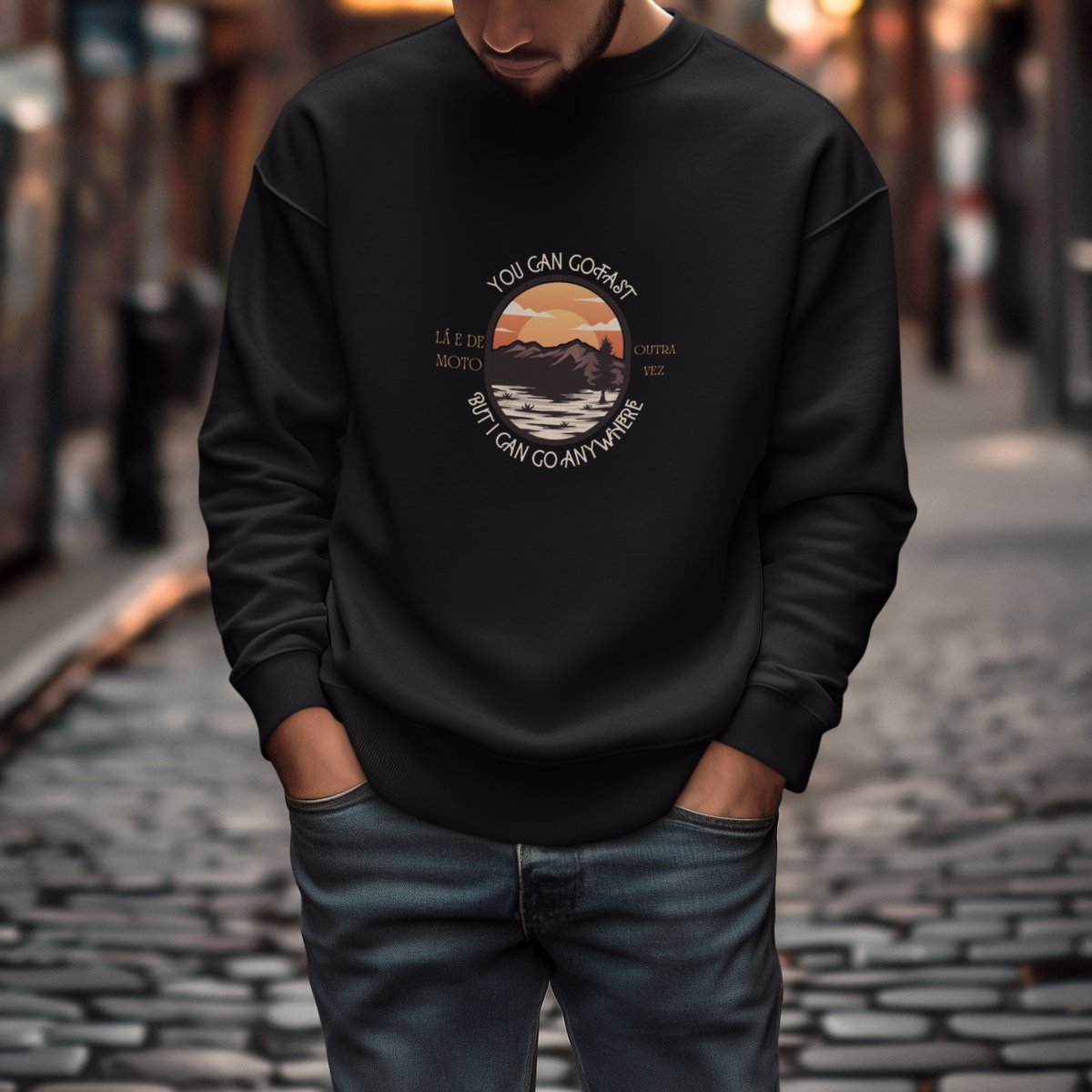 Nome do produto: You Can Go Fast Collab  Lá e de Moto Outra Vez  - Unissex, Moletom Fechado