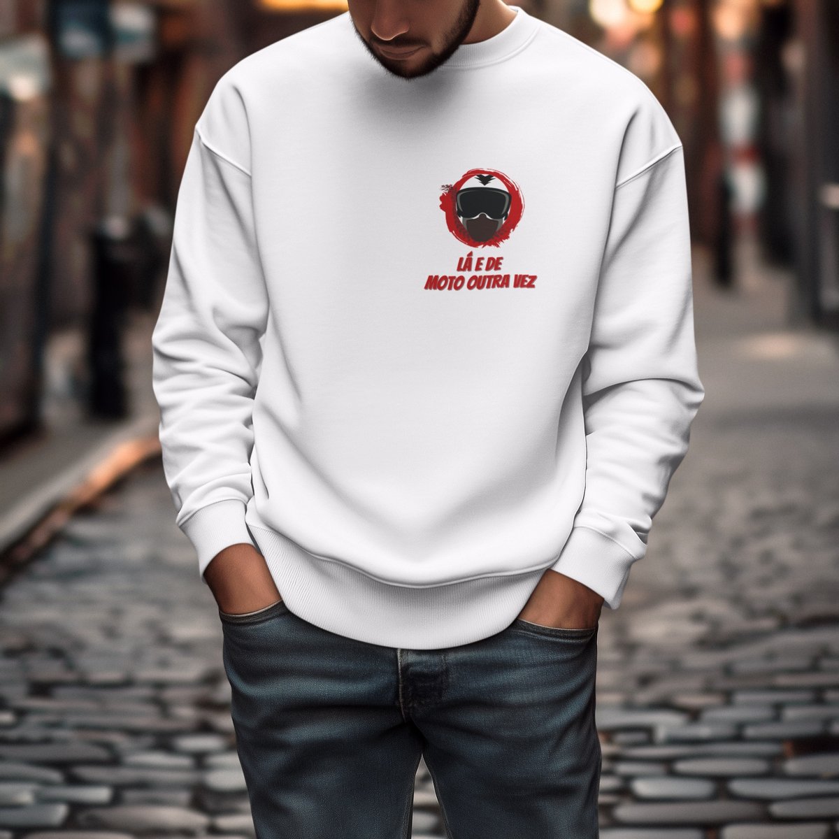 Nome do produto: Capacete - Collab Lá e de Moto Outra Vez - Unissex, Moletom Fechado