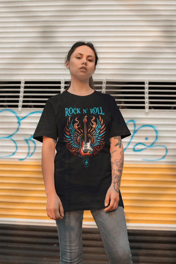 Camiseta Oversized Guitarra em Chamas