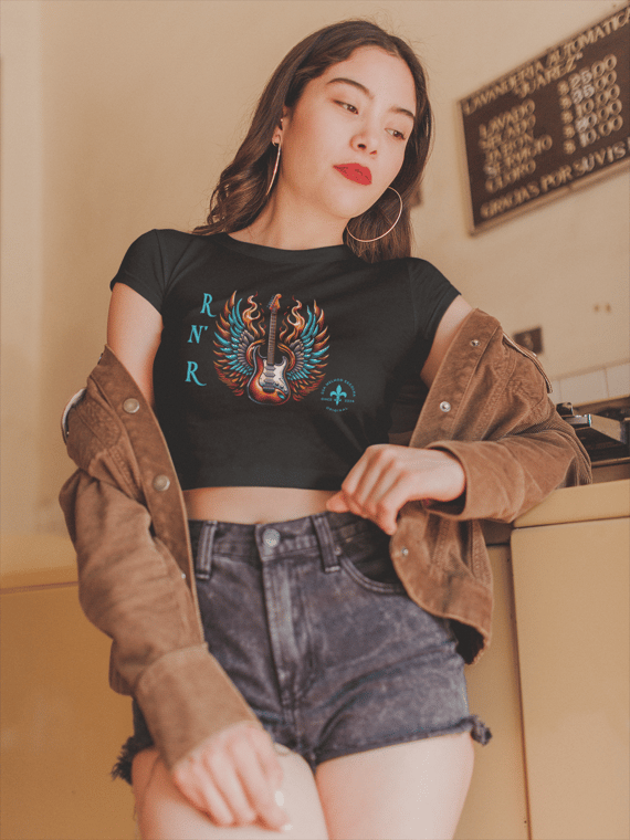 Cropped Guitarra em Chamas