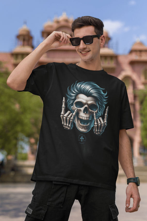 Camiseta Oversized Caveira Rock