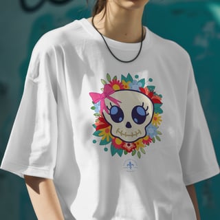 Nome do produto Camiseta Oversized Caveira Kawaii