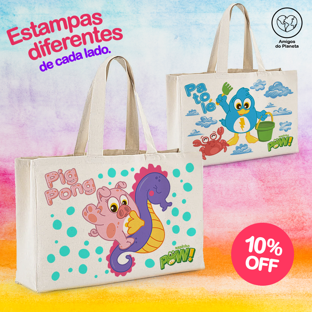 Nome do produto: Ecobag Pig Pong e Patolé