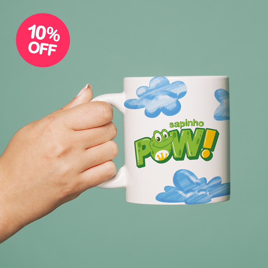 Nome do produto: Caneca Sapinho Pow Nuvens