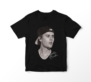 Nome do produto Camiseta Justin Bieber - Faces (preta)