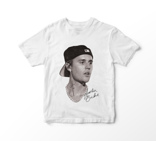 Nome do produto Camiseta Justin Bieber - Faces (branca)