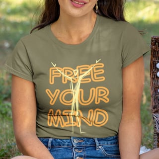 Nome do produto Free your mind (baby look em algodão peruano com elastano)