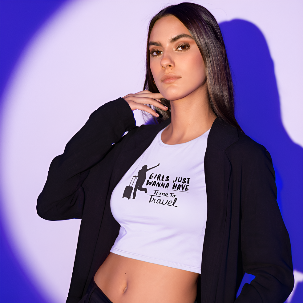 Nome do produto: Cropped Girls Just Wanna Have Time to Travel