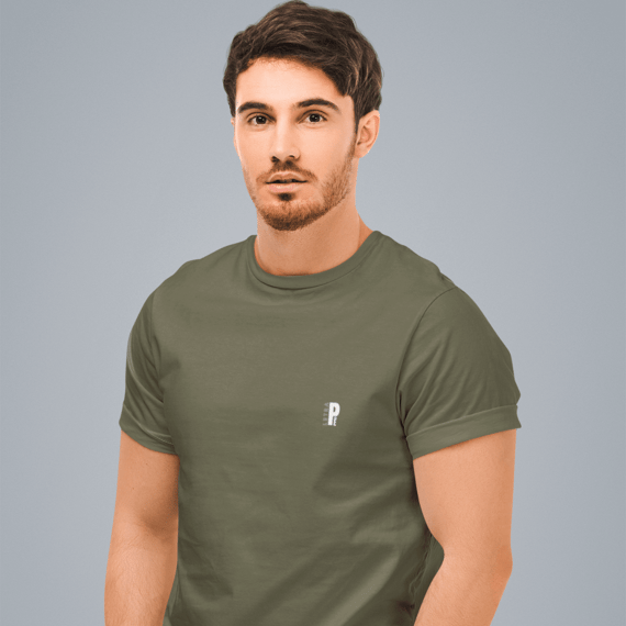 Unissex | Básica Algodão Premium Letra Pê - Verde-Musgo