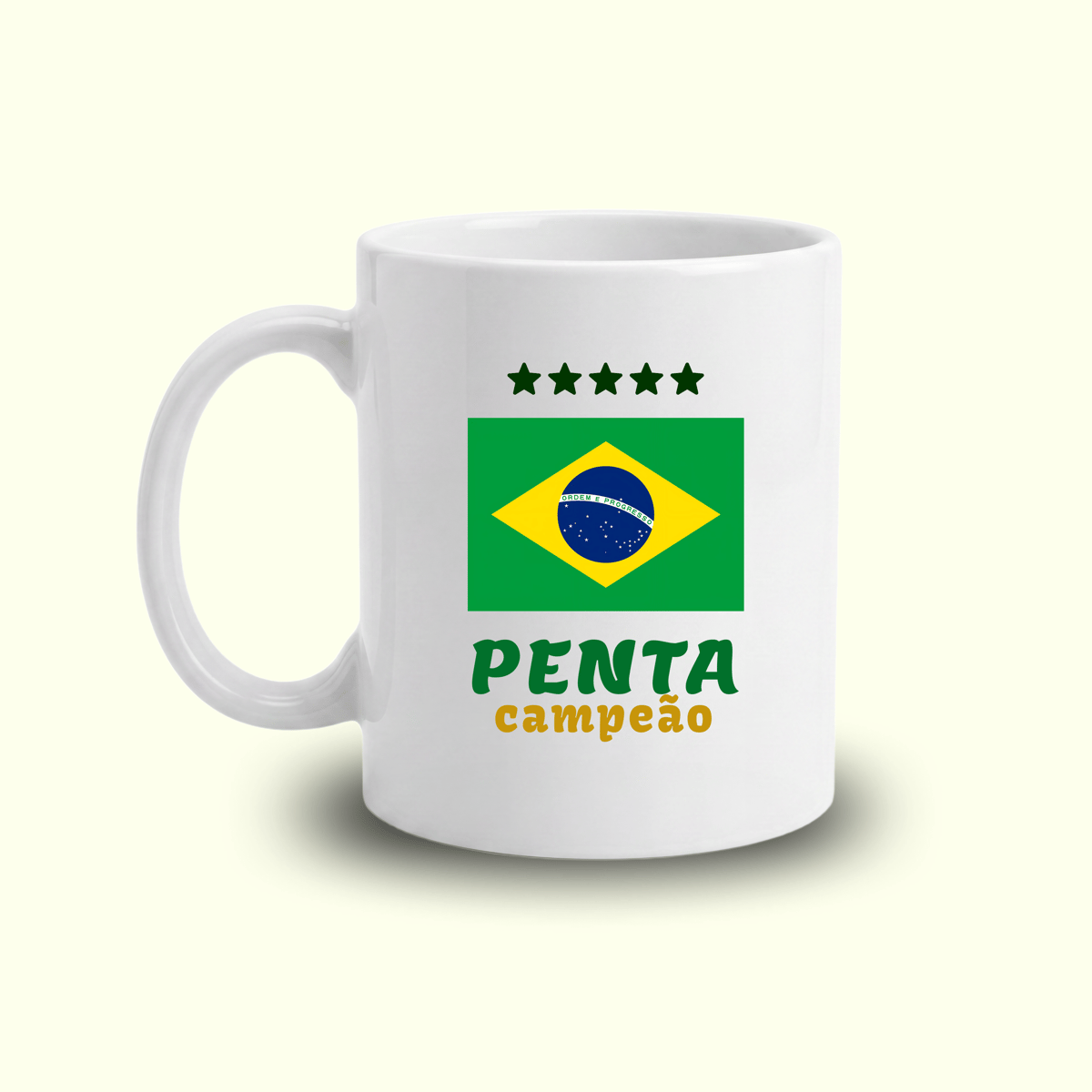 Nome do produto: Xícara Brasil Penta Campeão