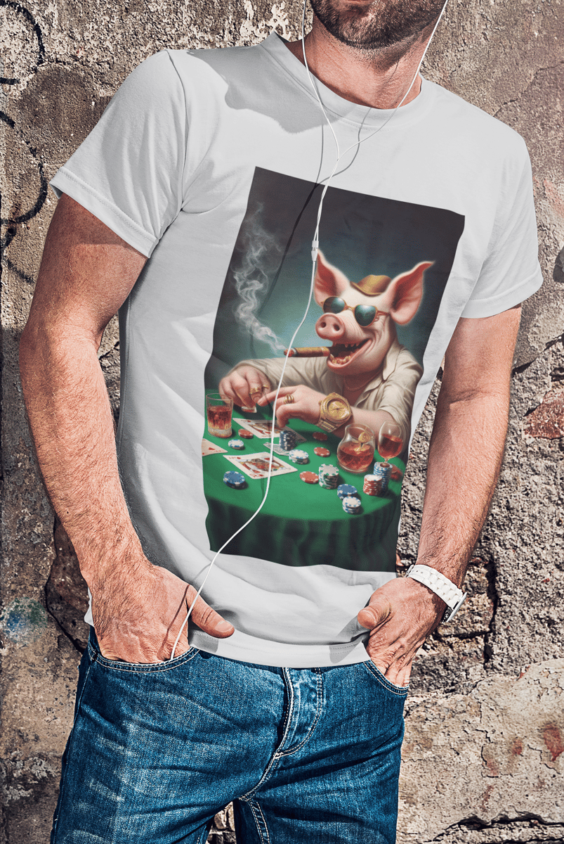 Nome do produto: T-shirt Prime linha - Mestre Porco Jogador Sorrindo