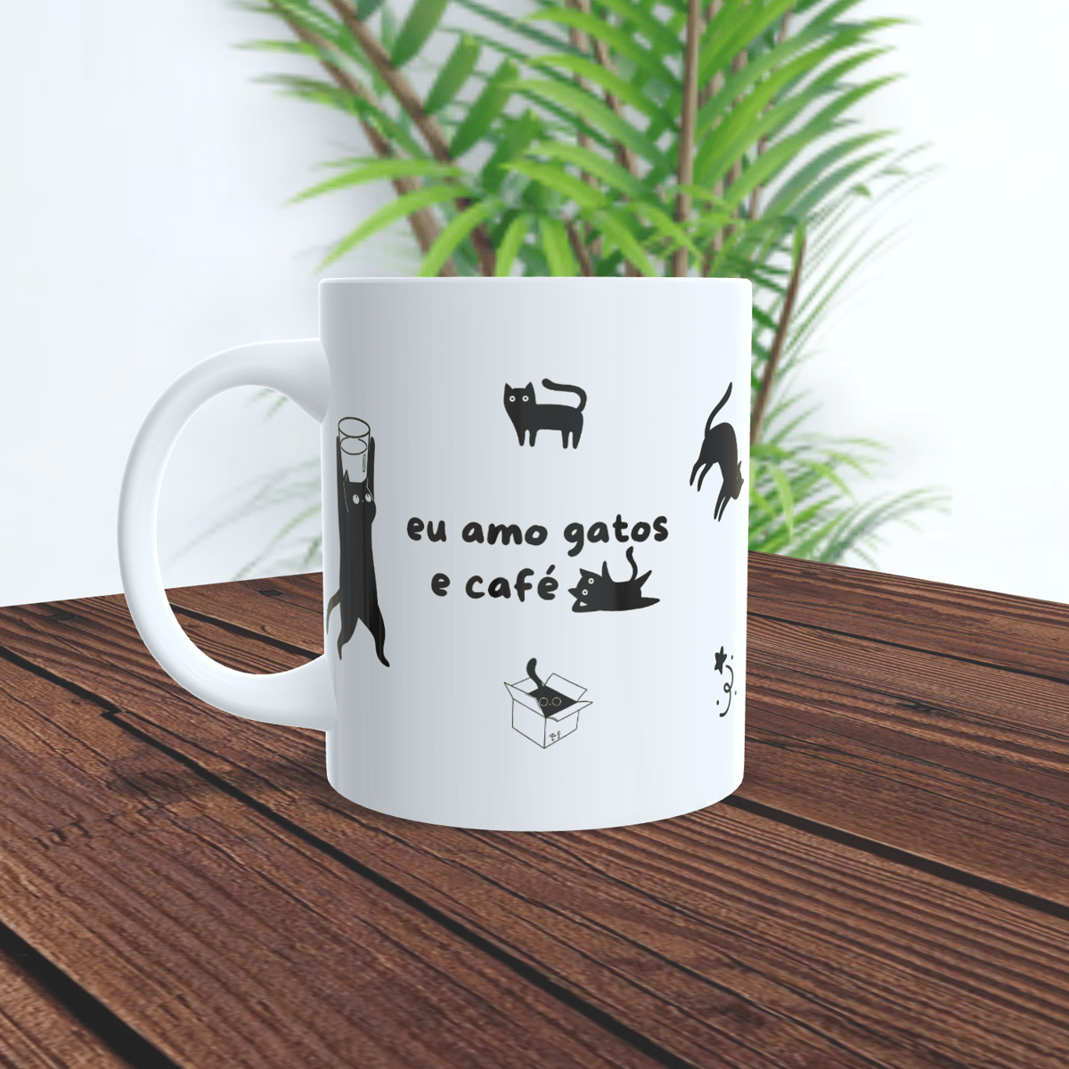 Nome do produto: Caneca Eu Amo Gatos e Café
