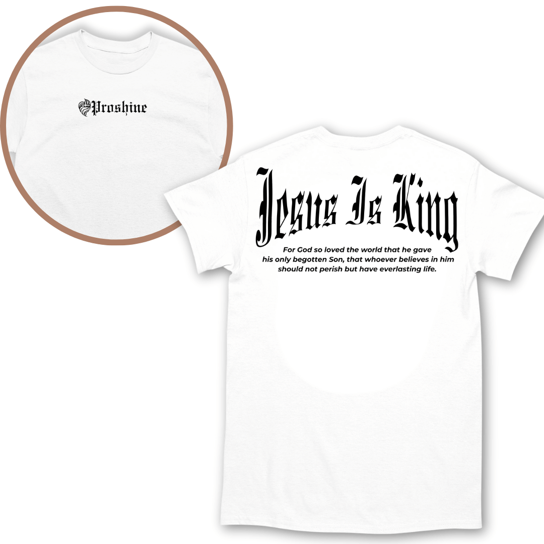 Nome do produto: Camiseta Proshine Jesus Is KIng Frente Costas