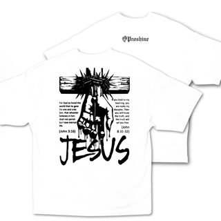 Camiseta Oversized Jesus Frente Costas