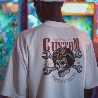 Nome do produtoCamiseta Oversized Ss One – American Custom Motociclista: Estilo e Conforto