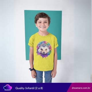 Nome do produto  Camiseta: Ouriço das Cores – Arte em Forma de Fofura!