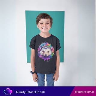 Nome do produto  Camiseta: Ouriço das Cores – Arte em Forma de Fofura!