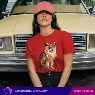 Nome do produto Camiseta Feminina Coruja Mística – Sabedoria com Estilo Autêntico