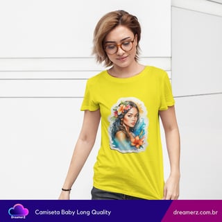 Nome do produto Camiseta Feminina Arte Tropical – Beleza, Coragem e Alma em Uma Só Peça